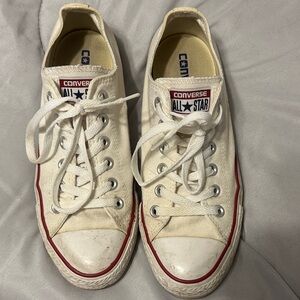 Converse All Star White Sneakers with Red Trim